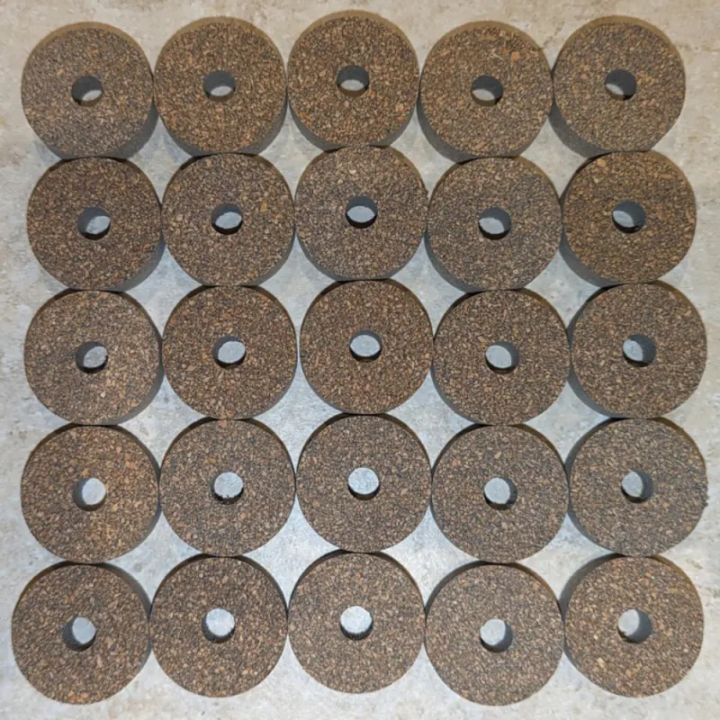 Premium Burl Cork ringen 1.5" met 3/8" gat van centrum