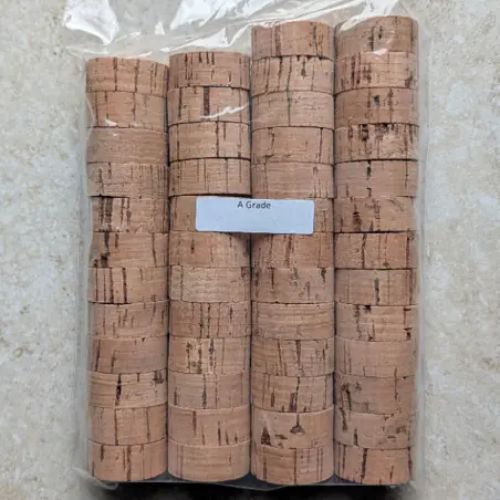 100 A Grade Cork Rings 1.25" D 0.5"H 0.25"ID