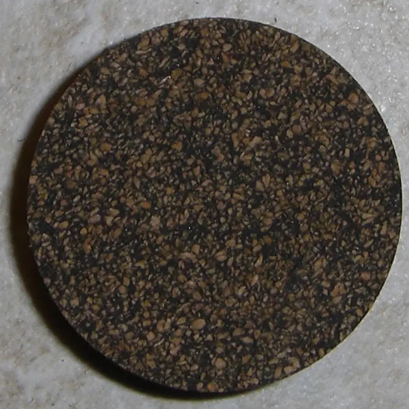 Grain fin noir caoutchouté bagues en liège 1/2" sans trou central