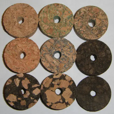 Burl Cork ringer 1/2" med 1/4" senterhullet