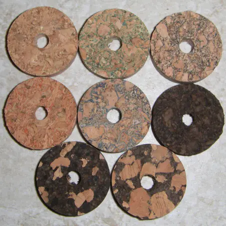 Anéis de cortiça de burl 1/4" com 1/4" buraco central