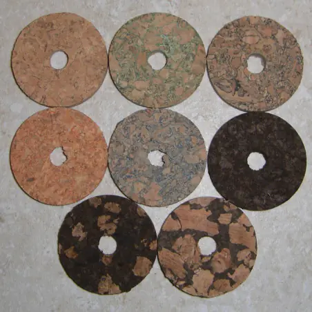 Burl Cork ringer 1/8" med 1/4" senterhullet