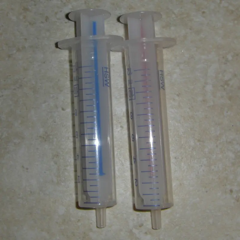 Código de colores de 12 mL jeringas para medir acabado